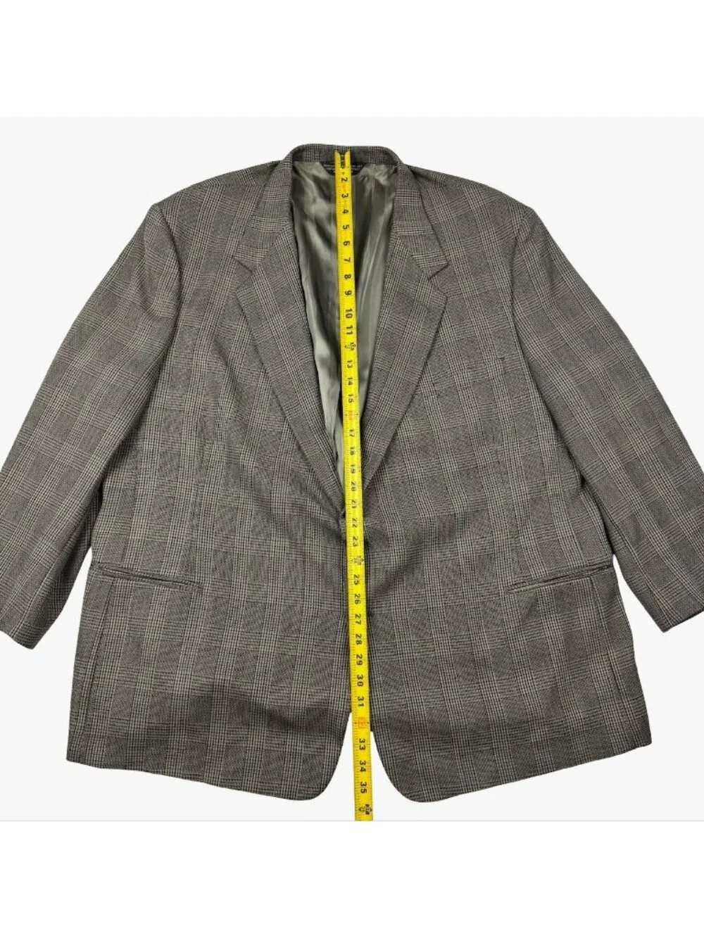 Pierre Cardin Men’s Wool 2-Button Blazer Gray Plaid Herrringbone • 56R